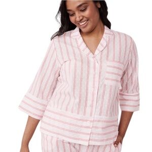 La Vie En Rose NWT Pink & White Stripe Pyjama PJ Top Size XXL NEW